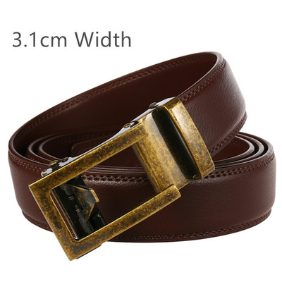 3,1 cm széles férfi üzleti deréköv racsnis csat formális stílusú luxus márka valódi bőr öv férfi fehér fekete khaki B900
