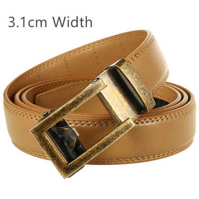 3,1 cm széles férfi üzleti deréköv racsnis csat formális stílusú luxus márka valódi bőr öv férfi fehér fekete khaki B900