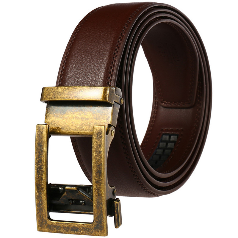 3,1 cm széles férfi üzleti deréköv racsnis csat formális stílusú luxus márka valódi bőr öv férfi fehér fekete khaki B900