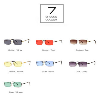 SHAUNA Ins Δημοφιλή Rimless γυαλιά ηλίου Fashion Candy Χρώματα Φιμέ Μικρές Ορθογώνιες Αποχρώσεις UV400