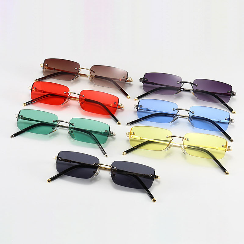 SHAUNA Ins populari ochelari de soare fără montură, modă, bomboane, nuanțe mici, dreptunghiulare, UV400