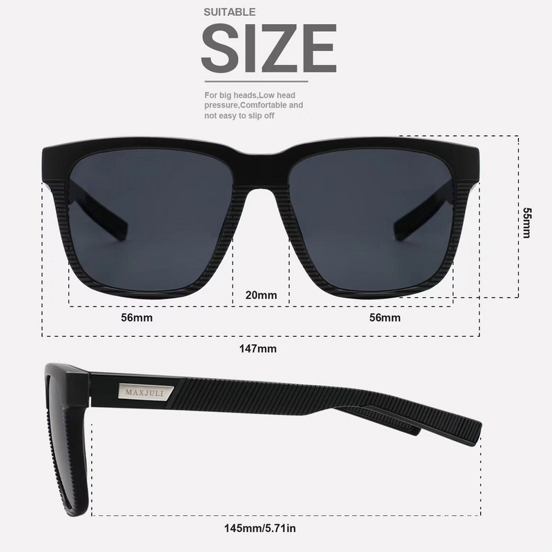 Γυαλιά ηλίου JULI Square Oversized Polarized για Big Heads Ανδρικά ρετρό vintage γυαλιά ηλίου Προστασία από την υπεριώδη ακτινοβολία Fishing Eyewear MJ8023