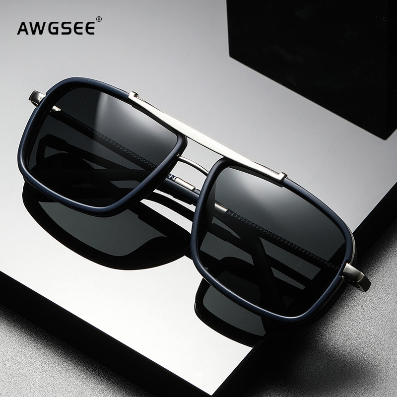 Ristkülikukujulised metallist polariseeritud autosõidu päikeseprillid meeste retrodisainerid kalapüügireisi päikeseprillid varjud meestele 100% UV kaitse