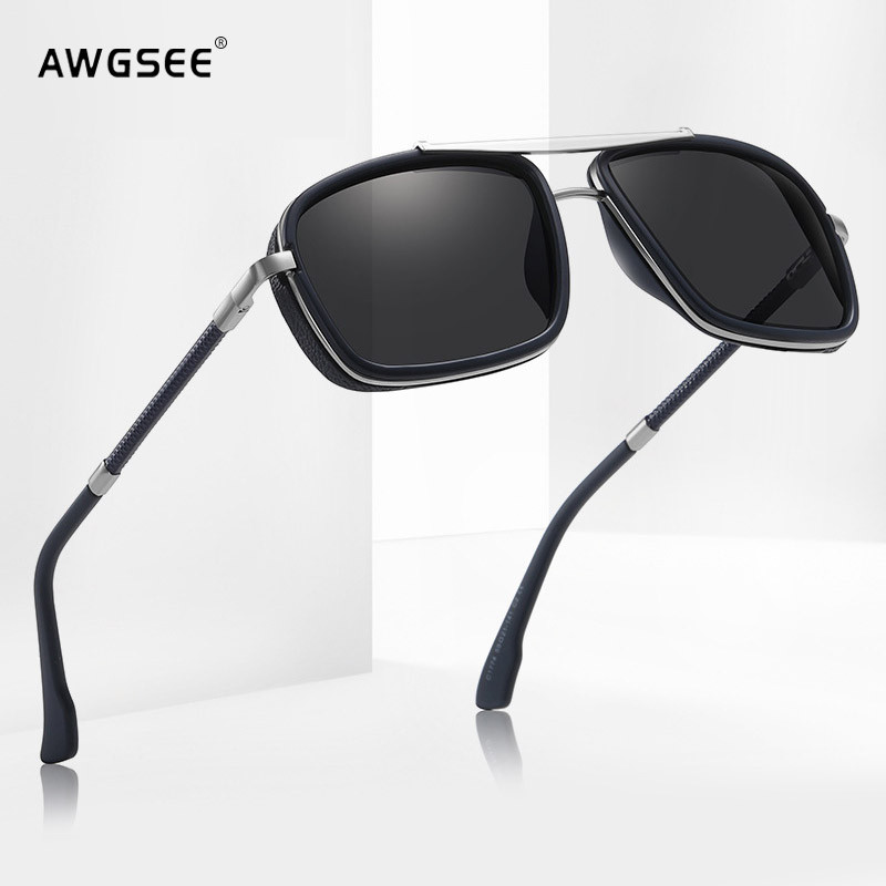 Ristkülikukujulised metallist polariseeritud autosõidu päikeseprillid meeste retrodisainerid kalapüügireisi päikeseprillid varjud meestele 100% UV kaitse