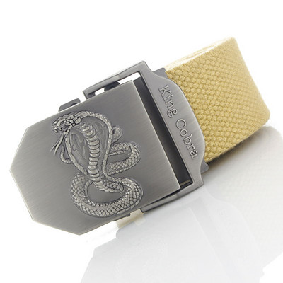 BOKADIAO Muški i ženski vojni platneni remen luksuzni KingCobra remen za traperice s metalnom kopčom Vojni taktički remen za muškarce remen za pojas muški