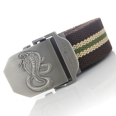 BOKADIAO Muški i ženski vojni platneni remen luksuzni KingCobra remen za traperice s metalnom kopčom Vojni taktički remen za muškarce remen za pojas muški