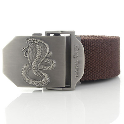 BOKADIAO Muški i ženski vojni platneni remen luksuzni KingCobra remen za traperice s metalnom kopčom Vojni taktički remen za muškarce remen za pojas muški