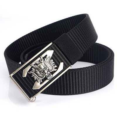 SupSindy vīriešu neilona josta Luksusa zelta pūķa metāla automātiskās sprādzes audekla jostas vīriešiem ikdienas džinsi jostasvieta melna vīriešu siksna