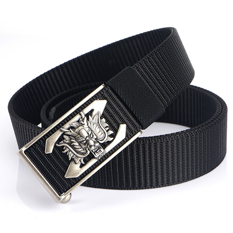 SupSindy vīriešu neilona josta Luksusa zelta pūķa metāla automātiskās sprādzes audekla jostas vīriešiem ikdienas džinsi jostasvieta melna vīriešu siksna