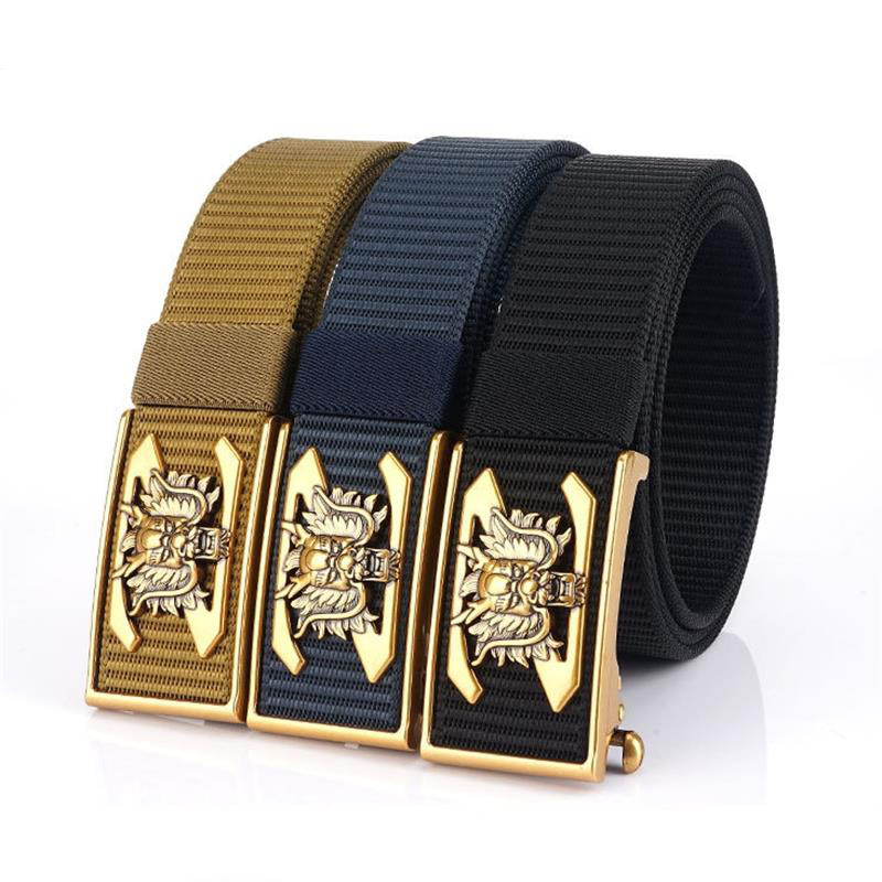 SupSindy vīriešu neilona josta Luksusa zelta pūķa metāla automātiskās sprādzes audekla jostas vīriešiem ikdienas džinsi jostasvieta melna vīriešu siksna