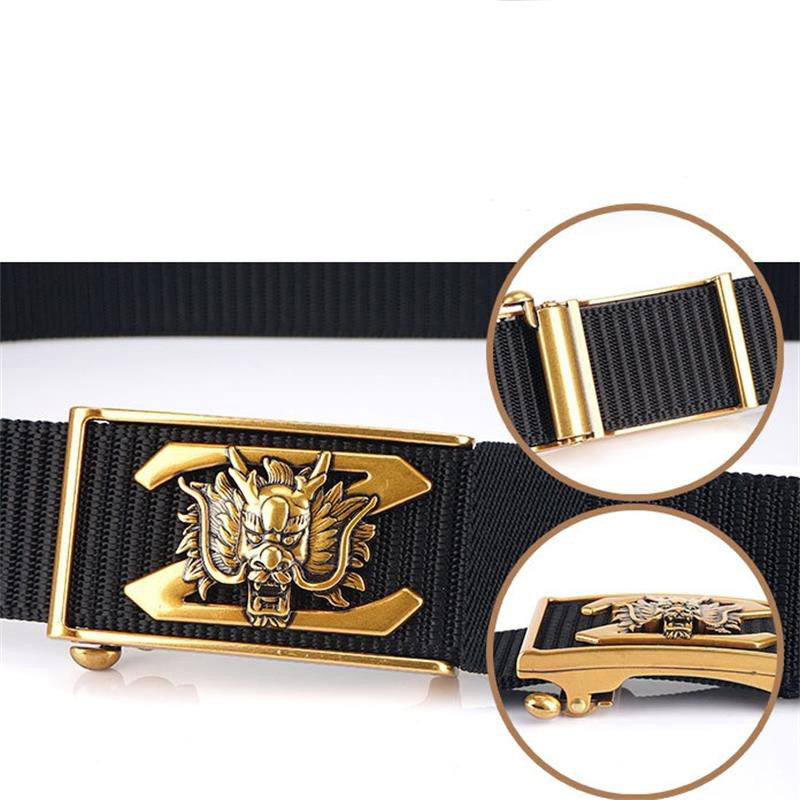 SupSindy vīriešu neilona josta Luksusa zelta pūķa metāla automātiskās sprādzes audekla jostas vīriešiem ikdienas džinsi jostasvieta melna vīriešu siksna