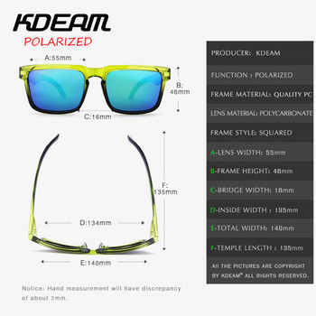 KDEAM Polarized Ανδρικά γυαλιά ηλίου Ανακλαστική επίστρωση Τετράγωνα γυαλιά ηλίου Γυναικεία επώνυμα σχεδιαστής UV400 KD901