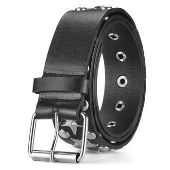 Unisex Fashion Rivet Belt για Γυναικείες & Ανδρικές Studded Punk Rock με πόρπη με καρφίτσα Woman Black Ceinture Femme