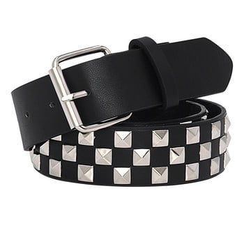 Unisex Fashion Rivet Belt για Γυναικείες & Ανδρικές Studded Punk Rock με πόρπη με καρφίτσα Woman Black Ceinture Femme