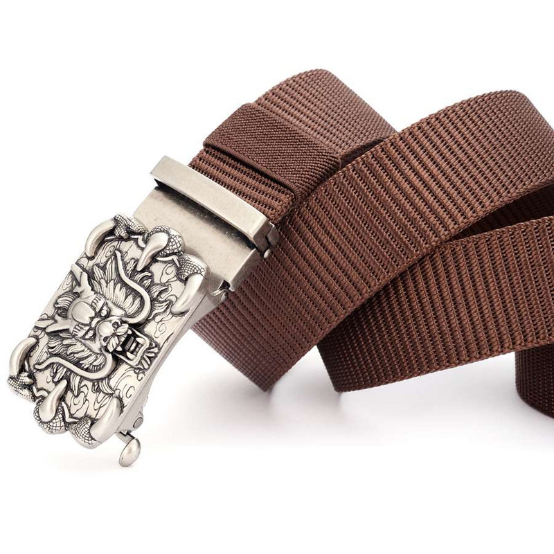 Мъжки найлонов кожен колан Нов беззъб колан с катарама Мъжки колан Ширина: 3,5 см Дължина: 105-120 см