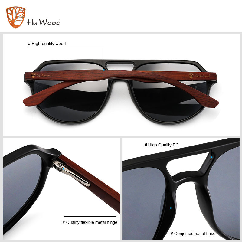 Hu Puit Bränd Disain Bamboo Wood Päikeseprillid Naiste Mehed Vintage Square Päikeseprillid Mood Katte Peegel Päikeseprill UV400 Oculos