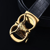 Cel mai bine vândut centură cu șarpe de cupru de designer cu cataramă galbenă automată pentru bărbați, curea de rochie din piele de înaltă calitate, pentru blugi