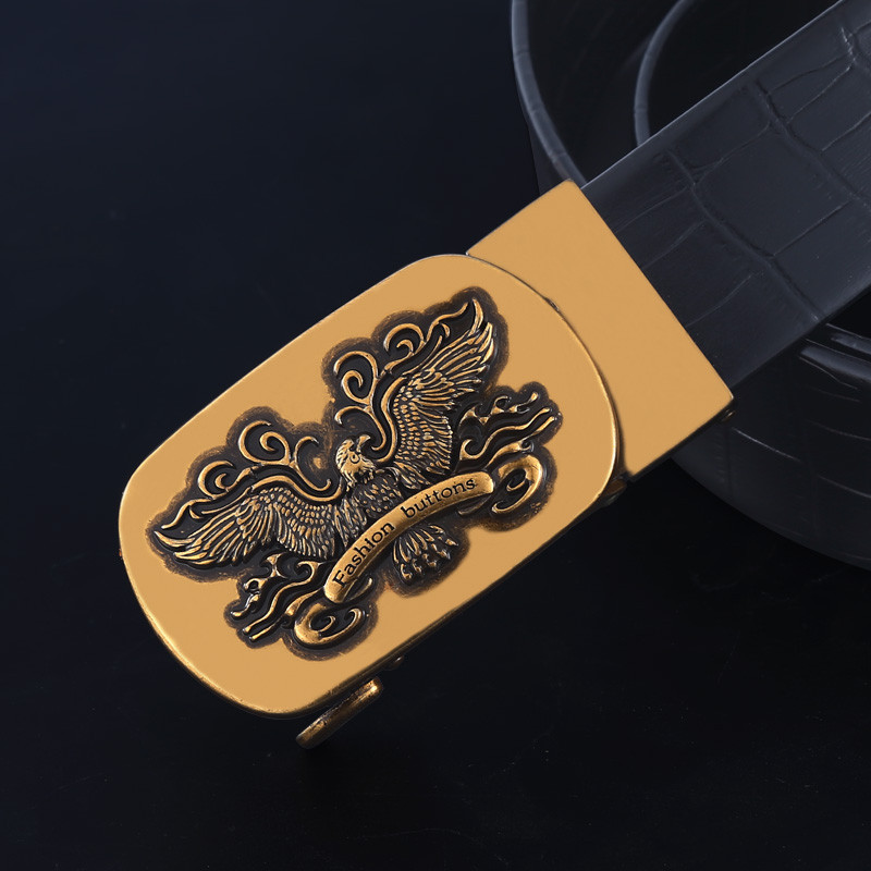 Cel mai bine vândut centură cu șarpe de cupru de designer cu cataramă galbenă automată pentru bărbați, curea de rochie din piele de înaltă calitate, pentru blugi