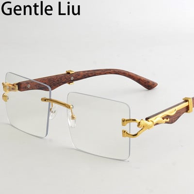 Vintage négyzet alakú keret nélküli napszemüveg férfi női 2023 luxusmárka Anti Blue Light szemüvegkeret dioptriás szemüveg ernyők UV400