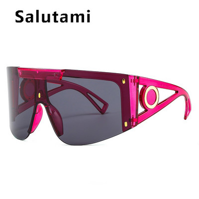 Uued luksuslikud brändi One Piece ülisuured päikeseprillid naistele Vintage kaarekujulised ruudukujulised päikeseprillid meeste laia jalaga ääristeta hip-hop prillid