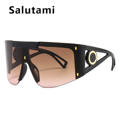 Uued luksuslikud brändi One Piece ülisuured päikeseprillid naistele Vintage kaarekujulised ruudukujulised päikeseprillid meeste laia jalaga ääristeta hip-hop prillid