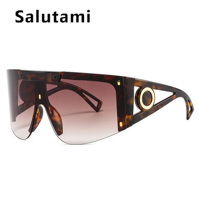 Uued luksuslikud brändi One Piece ülisuured päikeseprillid naistele Vintage kaarekujulised ruudukujulised päikeseprillid meeste laia jalaga ääristeta hip-hop prillid