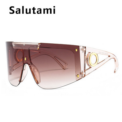 Uued luksuslikud brändi One Piece ülisuured päikeseprillid naistele Vintage kaarekujulised ruudukujulised päikeseprillid meeste laia jalaga ääristeta hip-hop prillid