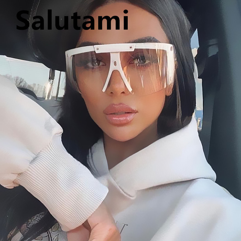 Uued luksuslikud brändi One Piece ülisuured päikeseprillid naistele Vintage kaarekujulised ruudukujulised päikeseprillid meeste laia jalaga ääristeta hip-hop prillid