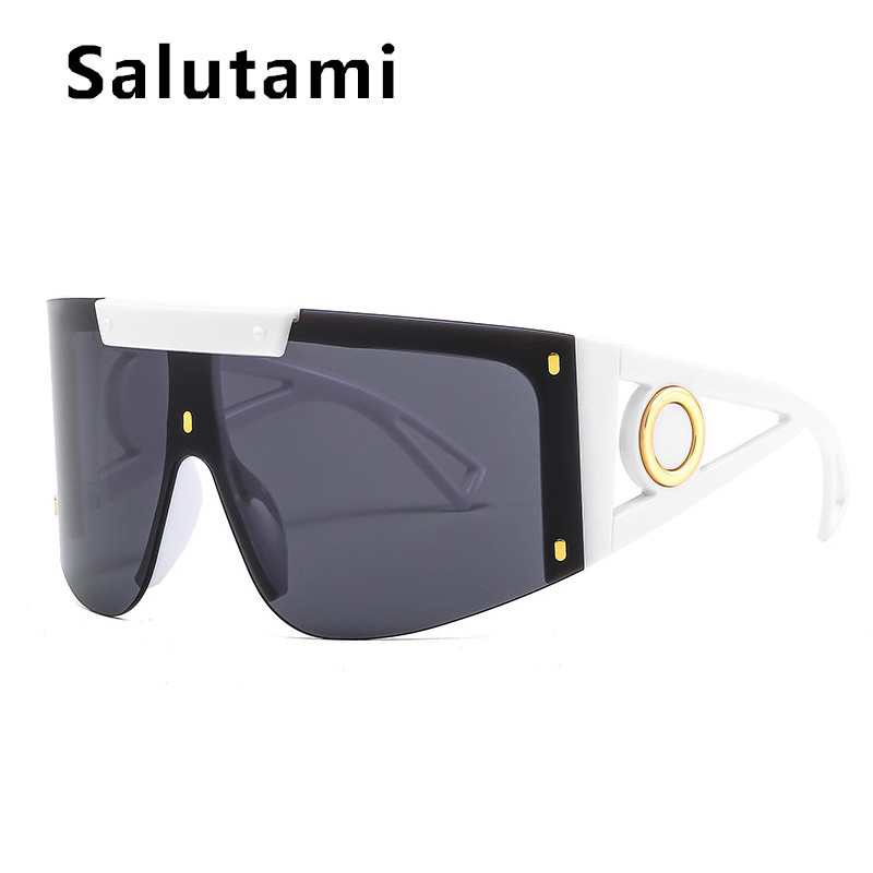 Uued luksuslikud brändi One Piece ülisuured päikeseprillid naistele Vintage kaarekujulised ruudukujulised päikeseprillid meeste laia jalaga ääristeta hip-hop prillid