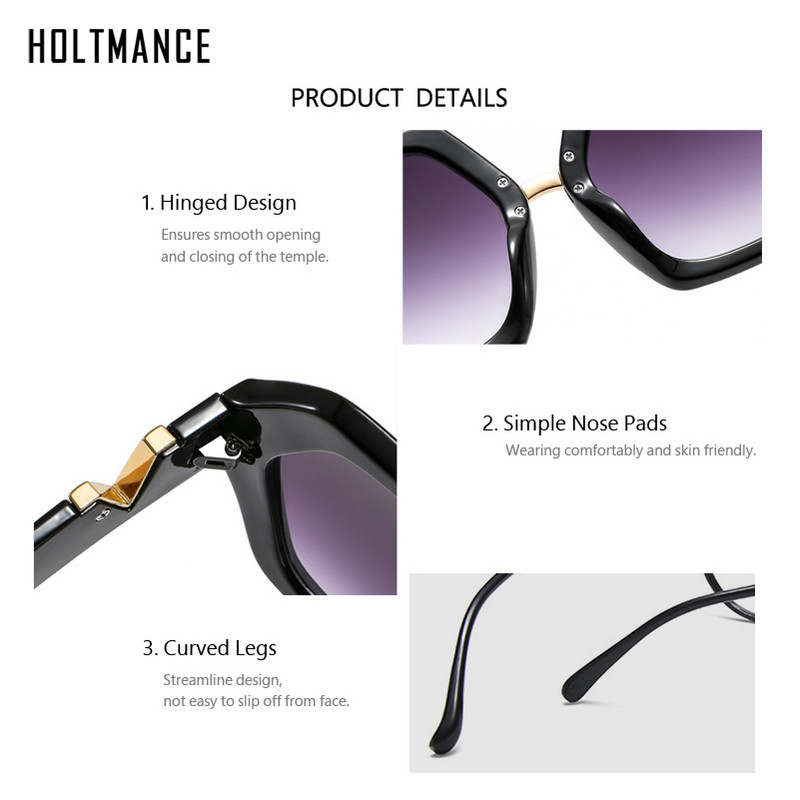 HOLTMANCE 2022. Nove četvrtaste sunčane naočale s plastičnim okvirom za žene Vintage brand dizajn teksturirane smeđe ženske sunčane naočale UV400