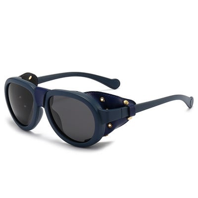 Prevelike muške polarizirane sunčane naočale za žene Luksuzni dizajn okruglih kožnih naočala u steampunk stilu Vintage Oculos UV400 Gafas
