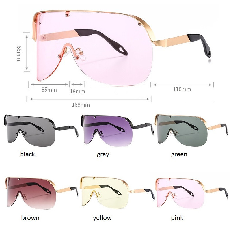 Prevelike sunčane naočale bez okvira Žene Muškarci 2023. Nova jednodijelna maska s vizirom za leće Otporna na vjetar Luksuzne crne velike sunčane naočale Jedinstvena sjenila