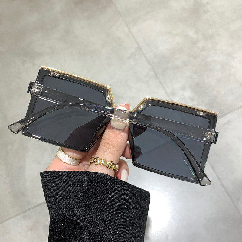 2022 Nové módne veľkoformátové štvorcové slnečné okuliare pre ženy, značkové dizajnérske vintage čierne slnečné okuliare, dámske šošovky, okuliare Oculos De Sol