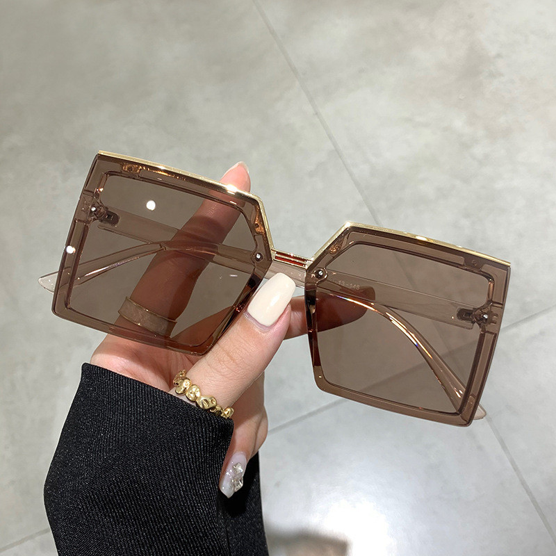 2022 Nové módne veľkoformátové štvorcové slnečné okuliare pre ženy, značkové dizajnérske vintage čierne slnečné okuliare, dámske šošovky, okuliare Oculos De Sol