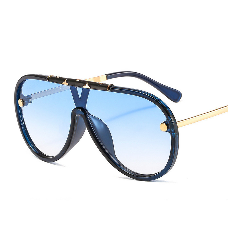 Stílus Steampunk nagy keretű napszemüvegek női minőségi férfi napszemüvegek egyrészes szélvédő egyrészes színes filmes napszemüvegek