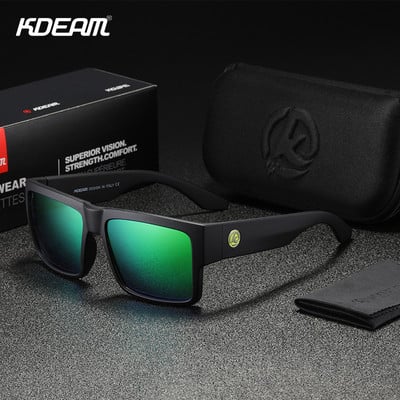 KDEAM karštas išpardavimas, 2020 m. poliarizuoti sportiniai kvadratiniai akiniai nuo saulės Kelioniniai UV400 vyriški, moteriški, madingi akiniai nuo saulės veidrodiniai šešėliai, kompiuteris su dėklu