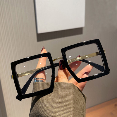 Suured prilliraamid naistele Trendikas klassikaline ruudukujuline läbipaistev arvuti optilised läätsed prillid läbipaistva objektiiviga prillid