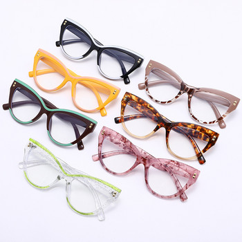 Нови модни дамски маркови дизайнерски очила за дами Ретро котешко око с нитове Декоративна рамка Ясно четене Компютър Най-високо качество Eyeg