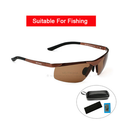VEITHDIA prekės ženklo dizaineris vyrų lauko sportinės žvejybos akiniai nuo saulės aliuminio poliarizuoti UV400 lęšiai saulės akiniai vyrams 6501