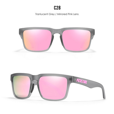 KDEAM uustulnukad värvilised ruudukujulised päikeseprillid meestele Kolmemõõtmelise kaubamärgi logoga polariseeritud + UV400 kaitseklaas karbiga