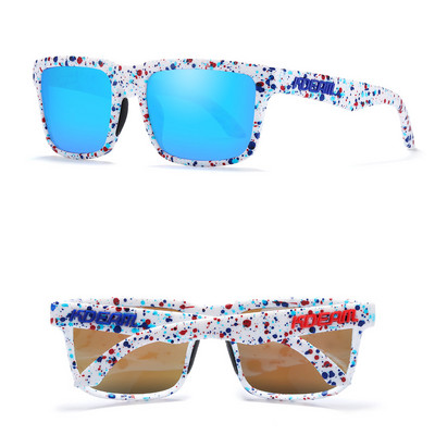 KDEAM uustulnukad värvilised ruudukujulised päikeseprillid meestele Kolmemõõtmelise kaubamärgi logoga polariseeritud + UV400 kaitseklaas karbiga