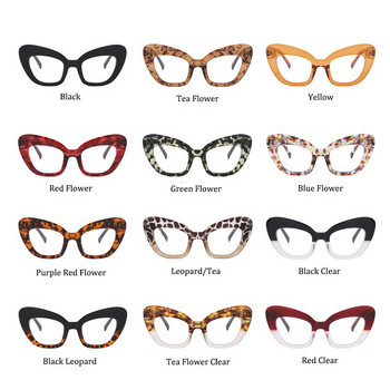 Извънгабаритни очила Котешко око Рамка за очила за жени Нов винтидж стил Прозрачни лещи Луксозни очила Леопардови бонбонени очила