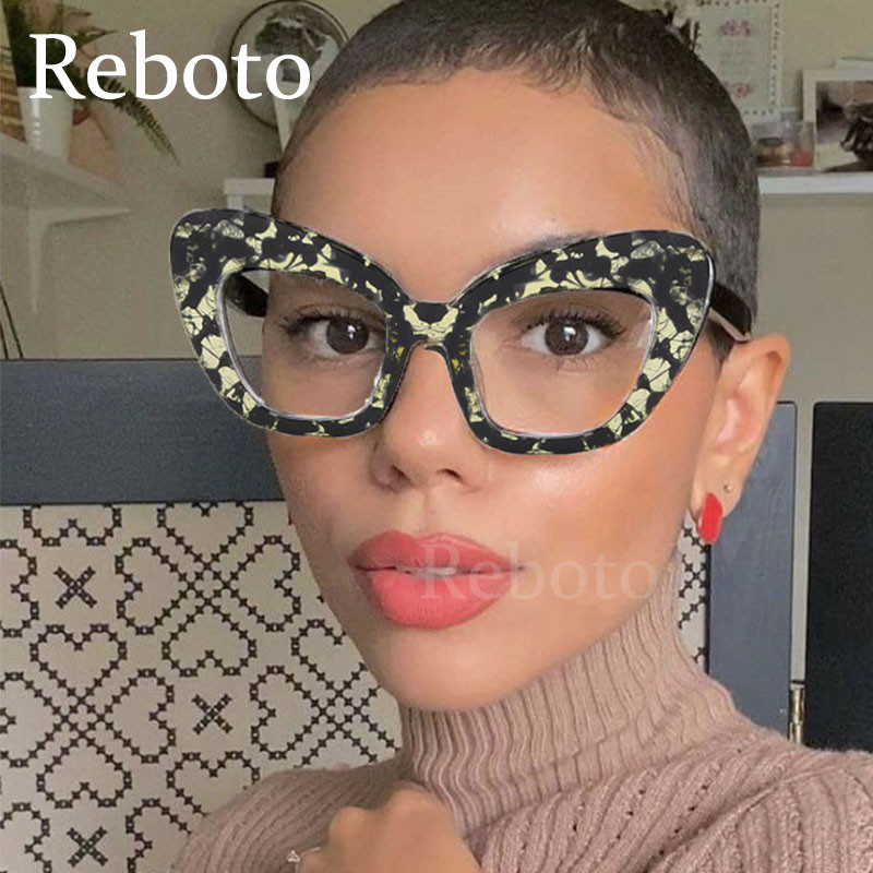 Prevelike naočale mačkasti okvir za naočale za žene Novi vintage stil s prozirnim lećama Luksuzne naočale Leopard naočale u boji slatkiša