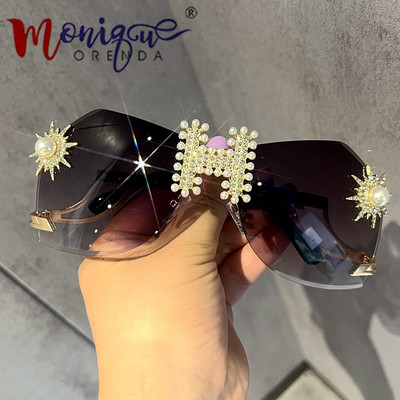 Retro dodaci Jednodijelne sunčane naočale bez okvira Ženske luksuzne velike sunčane naočale UV400 Ženske modne naočale za 2022.