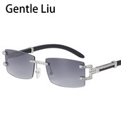 Ochelari de soare pătrați fără montură, retro 2022, ochelari de soare dreptunghiular de lux pentru bărbați, ochelari de soare vintage UV400