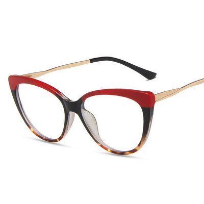 Γυαλιά μόδας Cat Eye Γυναικεία επώνυμη σχεδιάστρια Vintage γυαλιά γυαλιά Γυναικεία μπλε φως που μπλοκάρουν καθαρό φακό μεταλλικά πόδια Spectacle