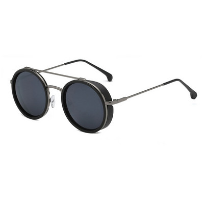 SHAUNA Ochelari de soare punk rotunzi, retro, dublu poduri, Trending Steampunk Shades UV400