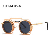 SHAUNA ochelari de soare retro, metal, poligon gol, ochelari de soare pentru femei, rotunzi, punk, bărbați, cu gradient, oglindă, umbre UV400