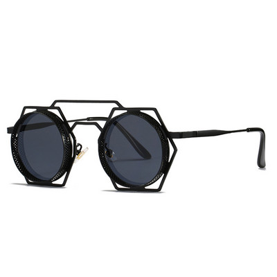 SHAUNA ochelari de soare retro, metal, poligon gol, ochelari de soare pentru femei, rotunzi, punk, bărbați, cu gradient, oglindă, umbre UV400