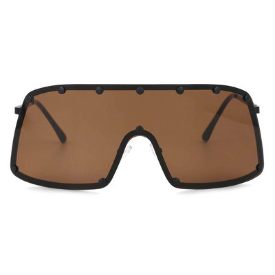 53664 Túlméretezett egylencsés napszemüveg Rivet Fashion Férfi Női Tükörárnyékoló Uv400 Vintage védőszemüveg